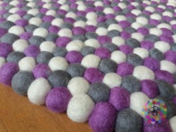 Handmade Felt Ball Rug White, Gray, Lavender Nursery Decor