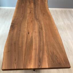 Solid Walnut Wood Dining Table, Steel Cross Legs, Industrial Chic, 240x110 cm - thumbnail 3