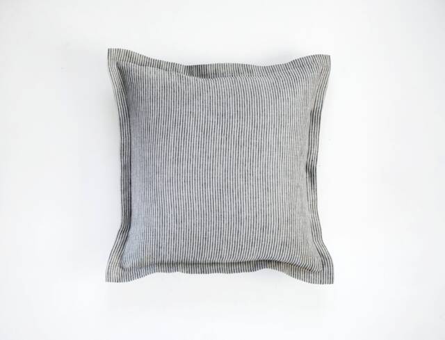 striped Linen Pillow Cover Farmhouse Ticking Cushion, Custom Size - image 1