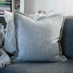 striped Linen Pillow Cover Farmhouse Ticking Cushion, Custom Size - thumbnail 3