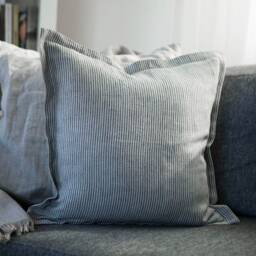 striped Linen Pillow Cover Farmhouse Ticking Cushion, Custom Size - thumbnail 2