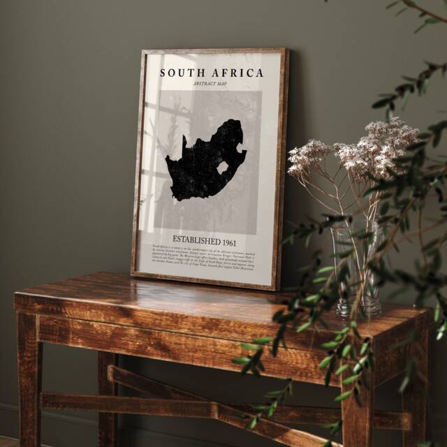 Abstract South Africa Map Vintage Wall Art Print Picasso + Matisse Inspired Travel Poster - image 1