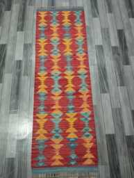 Minimalist Scandinavian Runner, Handmade Artisan Afghan Turkish Persian Swedish Style Flatweave Natural Wool Kilim Runner Rug 200x63 cm - thumbnail 1