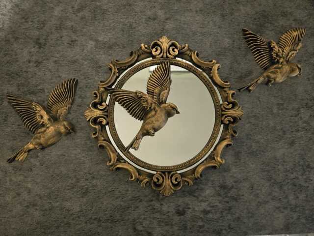 Gothic Bird Wall Mirror 19cm Frame Baroque Style - image 1