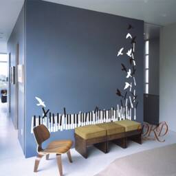 Piano Keys With Birds Vinyl Wall Decal, Music Nursery Decor - thumbnail 2