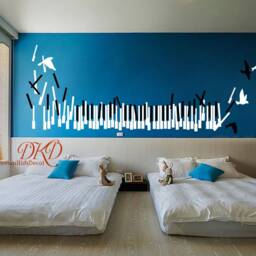 Piano Keys With Birds Vinyl Wall Decal, Music Nursery Decor - thumbnail 3