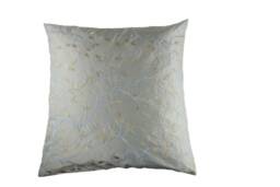 Embroidered Elegant Silk Pillow With Silver Buds - thumbnail 1