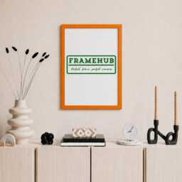 Orange Slim Brushed Wood Photo Frame Modern Gallery Wall Art Home D??cor - thumbnail 3