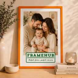 Orange Slim Brushed Wood Photo Frame Modern Gallery Wall Art Home D??cor - thumbnail 2