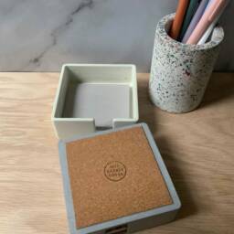Post-It Note Holder Desk Organizer - Industrial Concrete Modern Minimal Design - thumbnail 3