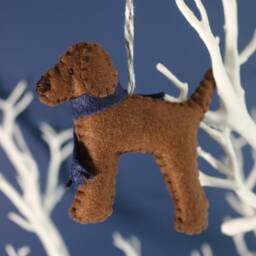 Chocolate Labrador Decoration. Hanging Wool Felt Dog Decoration For Christmas Tree. Handmade Decoration, Xmas Tree Ornament - thumbnail 2