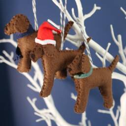 Chocolate Labrador Decoration. Hanging Wool Felt Dog Decoration For Christmas Tree. Handmade Decoration, Xmas Tree Ornament - thumbnail 4