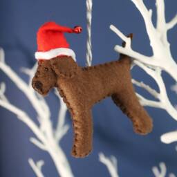 Chocolate Labrador Decoration. Hanging Wool Felt Dog Decoration For Christmas Tree. Handmade Decoration, Xmas Tree Ornament - thumbnail 3