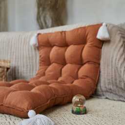 Linen Floor Cushion, Sofa Large Cushion, Sofa, Custom Bench Wabi Sabi, Daybed Tufted Cushion - thumbnail 2