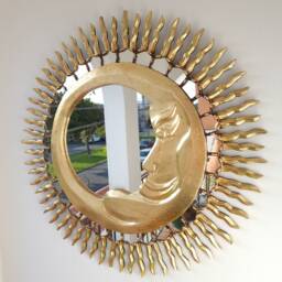 Sun & Moon Mirror 78cm Gold - Interior Decoration Wall Home Decorative Mirrors Peruvian Crafts - thumbnail 3