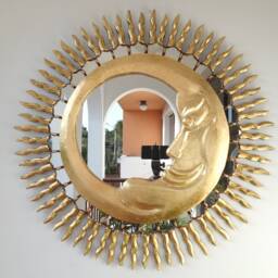 Sun & Moon Mirror 78cm Gold - Interior Decoration Wall Home Decorative Mirrors Peruvian Crafts - thumbnail 2