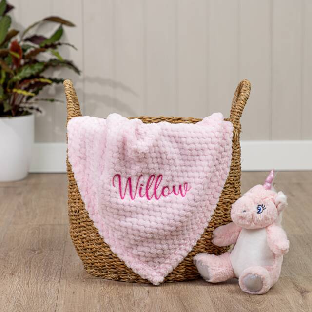 Personalised Baby Waffle Wrap, Swaddle, Cover - Choose Colour, Font, & Embroidery Colour Soft Fabric - image 1