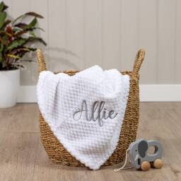 Personalised Baby Waffle Wrap, Swaddle, Cover - Choose Colour, Font, & Embroidery Colour Soft Fabric - thumbnail 4
