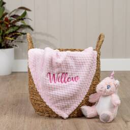 Personalised Baby Waffle Wrap, Swaddle, Cover - Choose Colour, Font, & Embroidery Colour Soft Fabric - thumbnail 1