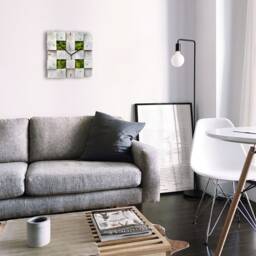 Green Moss Wall Clock Modern Scandinavian Wooden Clock - thumbnail 2