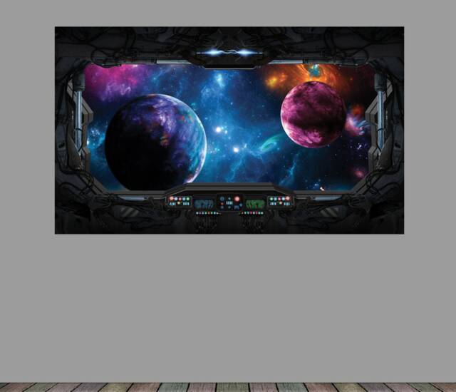 Spaceship Cockpit Outer Space View From Window Wall Self Adhesive Sticker Decal Print Graphic Design Poster 1M/1.5M Wide - image 1