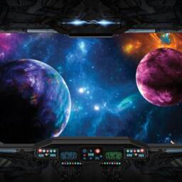Spaceship Cockpit Outer Space View From Window Wall Self Adhesive Sticker Decal Print Graphic Design Poster 1M/1.5M Wide - thumbnail 2