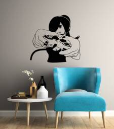 Gamer Girl Vinyl Wall Decal Video Games Joystick Gaming Decor Stickers Mural - #2997Di - thumbnail 1