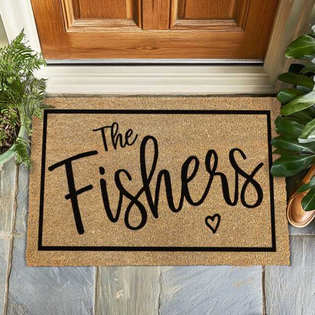 Custom Family Name Door Mat, Personalized Doormat, Wedding Engagement Gift, Housewarming Closing Realtor Gift - image 1