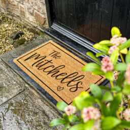 Custom Family Name Door Mat, Personalized Doormat, Wedding Engagement Gift, Housewarming Closing Realtor Gift - thumbnail 3