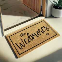Custom Family Name Door Mat, Personalized Doormat, Wedding Engagement Gift, Housewarming Closing Realtor Gift - thumbnail 2