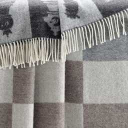 Chess Wool Throw - Woven Blanket Made From Recycled Merino Beige, Grey, Soft Black & Off-White Checked Decor Gifts For Him - thumbnail 3
