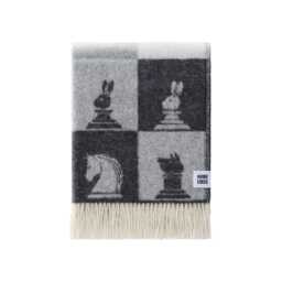 Chess Wool Throw - Woven Blanket Made From Recycled Merino Beige, Grey, Soft Black & Off-White Checked Decor Gifts For Him