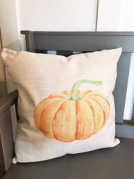 Watercolor Pumpkin Pillow Cover Rustic Linen Fall Decor - thumbnail 2