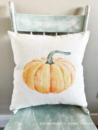 Watercolor Pumpkin Pillow Cover Rustic Linen Fall Decor - thumbnail 1