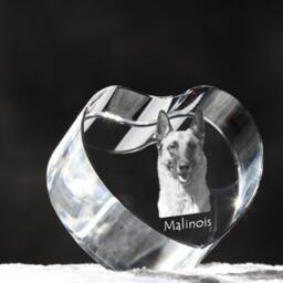 Belgian Shepherd, Malinois , Crystal Heart With Dog, Souvenir, Decoration, Limited Edition, Collection - thumbnail 3