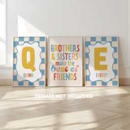 Set Of 3, Brother & Sister Print, Sibling Quote, Twins, Kids Affirmations, Positive Poster, Playroom Wall Art, Best Friends, Family - thumbnail 1