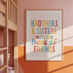 Set Of 3, Brother & Sister Print, Sibling Quote, Twins, Kids Affirmations, Positive Poster, Playroom Wall Art, Best Friends, Family - thumbnail 3