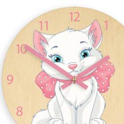 Children Wall Clock - Cat With Personalizen Name, Numbers, Gift, Funny Clock, Kids Girls - thumbnail 2
