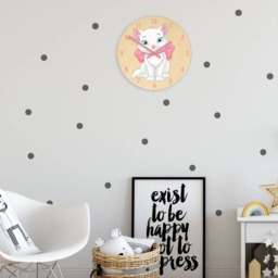 Children Wall Clock - Cat With Personalizen Name, Numbers, Gift, Funny Clock, Kids Girls - thumbnail 3