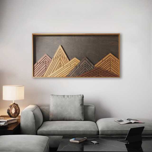 Mountain Wood Wall Art, Handmade Decor, Housewarming Gift, Rustic Lodge Decor - image 1