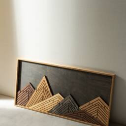Mountain Wood Wall Art, Handmade Decor, Housewarming Gift, Rustic Lodge Decor - thumbnail 3