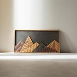 Mountain Wood Wall Art, Handmade Decor, Housewarming Gift, Rustic Lodge Decor - thumbnail 2