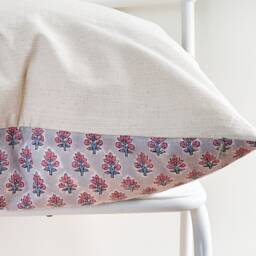 Block Print Pillow Cover Floral Batik, Boho Farmhouse Decor - 20x20 - thumbnail 3