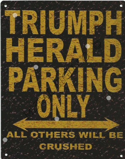 Triumph Herald Parking Only Sign Retro Metal Wall Art