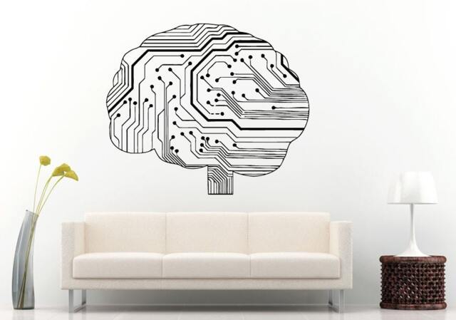 Neurelectric Human Brain Circuit Board Wall Decal Vinyl Sticker Mural Room Decor L1073 - image 1
