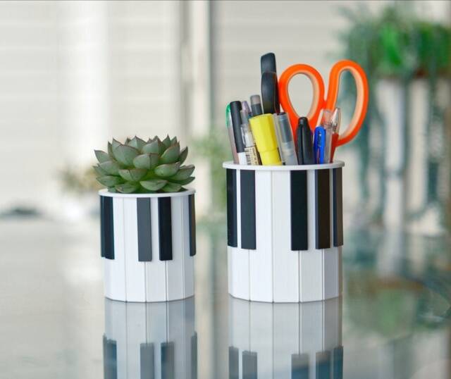 Piano Keys Planter 3D Printed Pen & Pencil Holder - Musician Gift - image 1