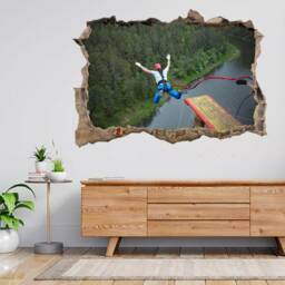 Extreme Sportsman Bungee Jumping 3D Smashed View Wall Sticker Poster Decal A894