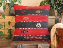 50cm - 20In Vintage Kilim Pillow Cover Handwoven - Large Medium Square Cushion Sofa - thumbnail 1