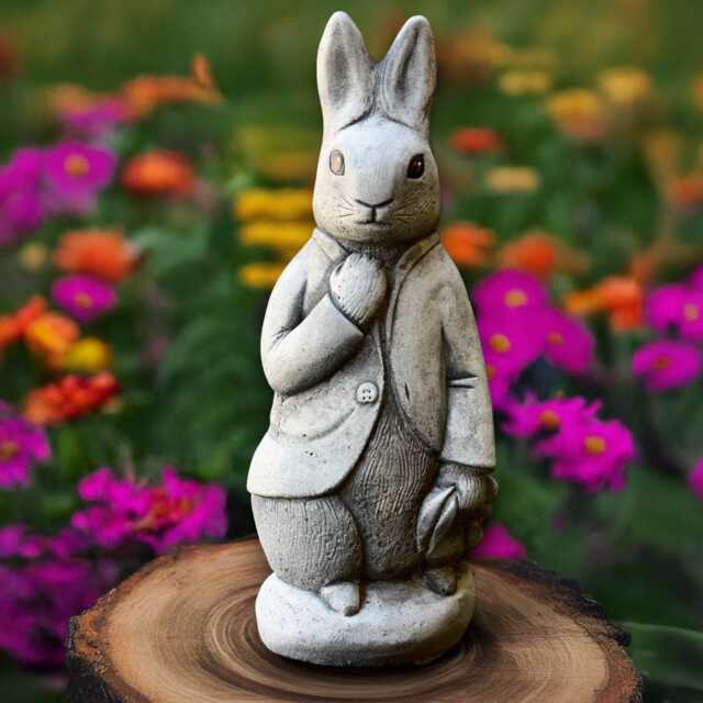 Large Peter Rabbit Statue Stone Elegant Bunny Figurine Concrete Animal Sculpture Cement Ornament Handmade Front Door Decoration - image 1
