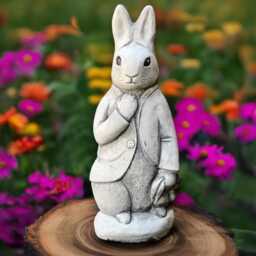 Large Peter Rabbit Statue Stone Elegant Bunny Figurine Concrete Animal Sculpture Cement Ornament Handmade Front Door Decoration - thumbnail 4
